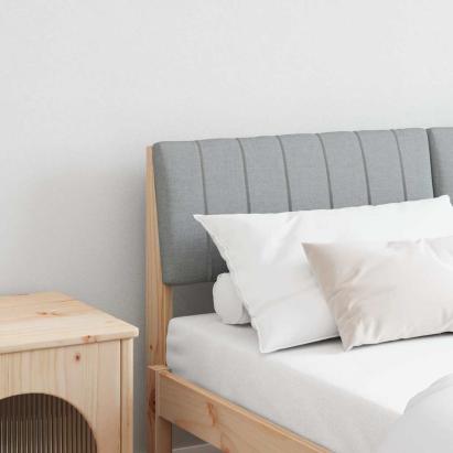 Tăblie tapițată Gri deschis 135 cm Lemn de pin masiv GartenMobel Dekor