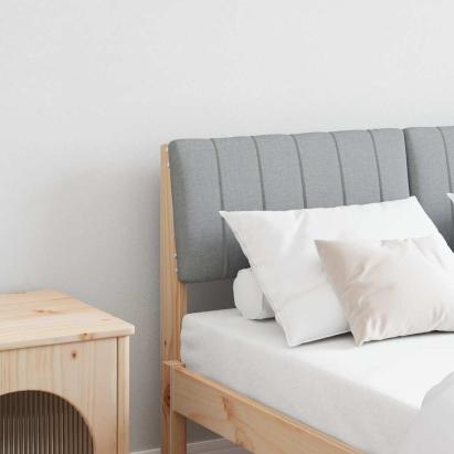 Tăblie tapițată Gri deschis 120 cm Lemn de pin masiv GartenMobel Dekor