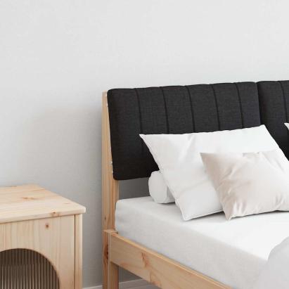 Tăblie tapițată Negru 120 cm Lemn de pin masiv GartenMobel Dekor