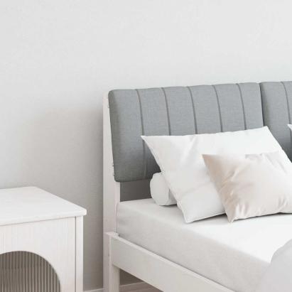 Tăblie tapițată Gri deschis 120 cm Lemn de pin masiv GartenMobel Dekor