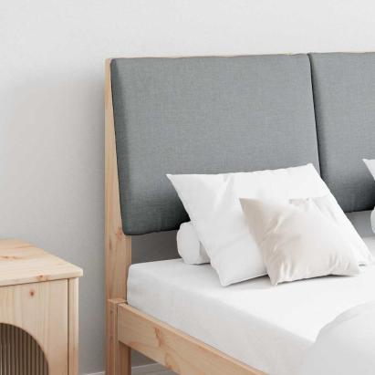 Tăblie tapițată Gri deschis 135 cm Lemn de pin masiv GartenMobel Dekor