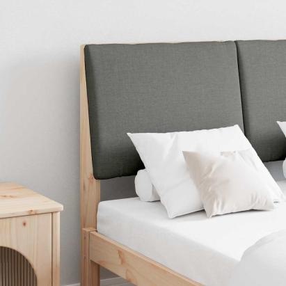 Tăblie tapițată Gri închis 135 cm Lemn de pin masiv GartenMobel Dekor