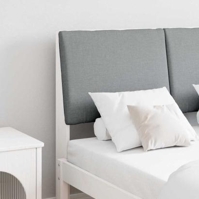 Tăblie tapițată Gri deschis 120 cm Lemn de pin masiv GartenMobel Dekor