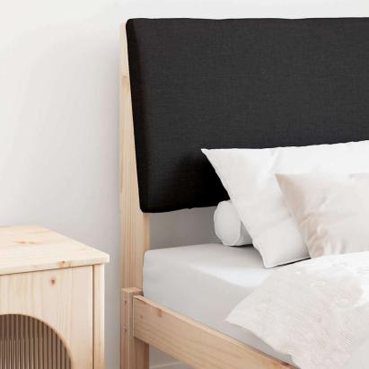 Tăblie tapițată Negru 75 cm Lemn de pin masiv GartenMobel Dekor