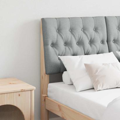 Tăblie tapițată Gri deschis 120 cm Lemn de pin masiv GartenMobel Dekor