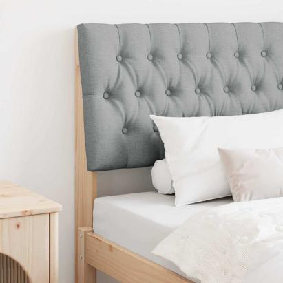 Tăblie tapițată Gri deschis 90 cm Lemn de pin masiv GartenMobel Dekor