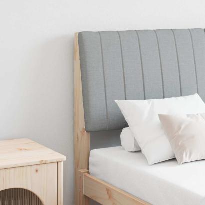 Tăblie tapițată Gri deschis 140 cm Lemn de pin masiv GartenMobel Dekor