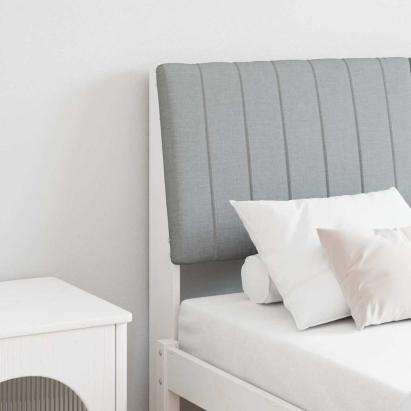 Tăblie tapițată Gri deschis 135 cm Lemn de pin masiv GartenMobel Dekor