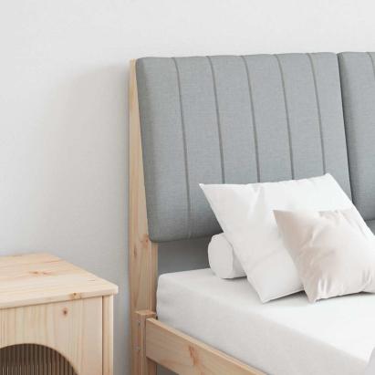 Tăblie tapițată Gri deschis 120 cm Lemn de pin masiv GartenMobel Dekor