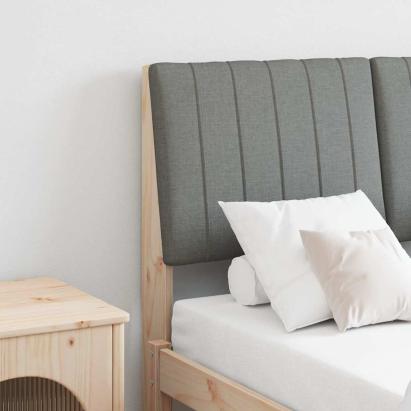 Tăblie tapițată Gri închis 120 cm Lemn de pin masiv GartenMobel Dekor