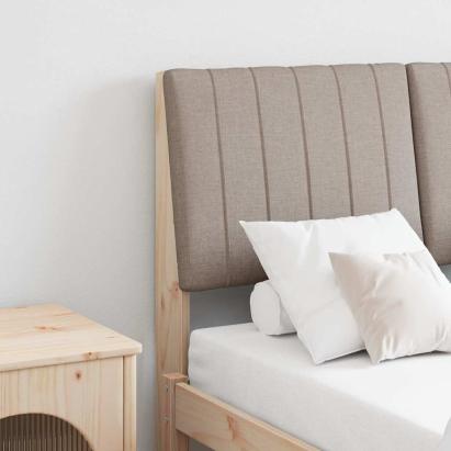 Tăblie tapițată Gri taupe 120 cm Lemn de pin masiv GartenMobel Dekor