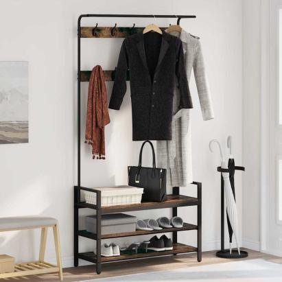 Răcător de paltoane cu raft Stejar afumat 95 x 34 x 184 cm GartenMobel Dekor