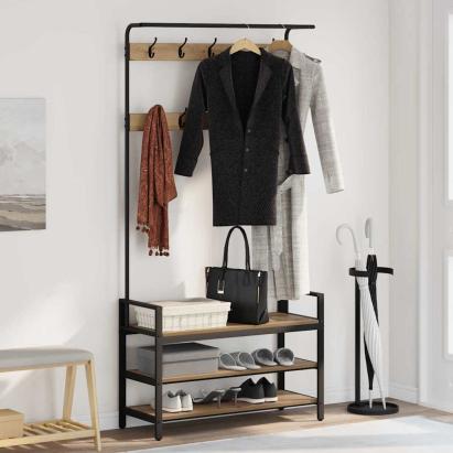 Răcător de paltoane cu raft stejar artizanal 95 x 34 x 184 cm GartenMobel Dekor