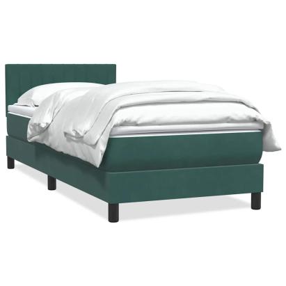 Pat box spring cu saltea, verde închis, 90x210 cm, catifea GartenMobel Dekor