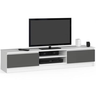 Comoda TV cu 2 usi si rafturi centrale, PAL laminat, 160x40x33 cm, alb si gri Household NewTrend