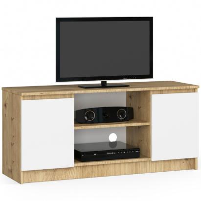 Comoda TV cu 2 usi si o polita, PAL laminat 16 mm, 120x40x55 cm, stejar artisan si alb Household NewTrend