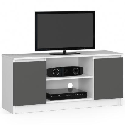 Comoda TV cu 2 usi si o polita, PAL laminat 16 mm, 120x40x55 cm, alb si gri Household NewTrend
