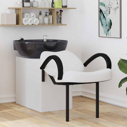 Scaun pentru șampon Manual Alb și negru 63 x 141 x 92 cm PVC GartenMobel Dekor