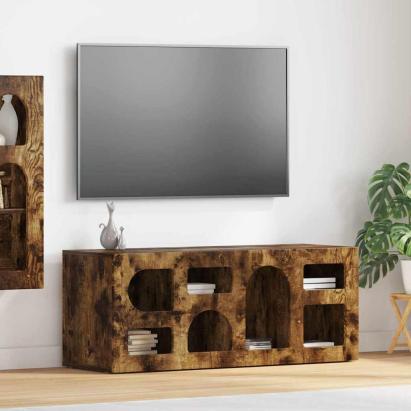 Cabinet TV Stejar fumuriu 100 x 35 x 40 cm Lemn compozit GartenMobel Dekor