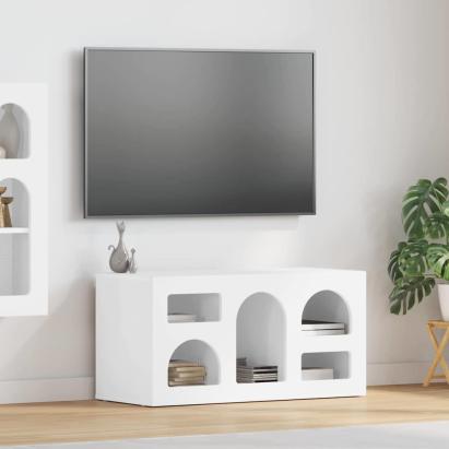 Cabinet TV Alb lucios 80 x 35 x 40 cm Lemn compozit GartenMobel Dekor