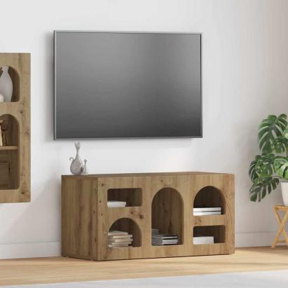 Cabinet TV Stejar Artizanal 80 x 35 x 40 cm Lemn compozit GartenMobel Dekor