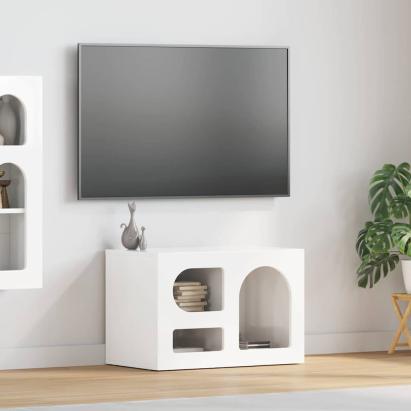 Cabinet TV Alb lucios 60 x 35 x 40 cm Lemn compozit GartenMobel Dekor