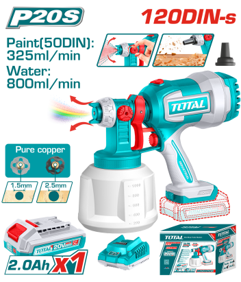 TOTAL - PISTOL DE VOPSIT - 800ML - LI-ION - 20V (INCLUDE ACUMULATOR SI INCARCATOR) PowerTool TopQuality