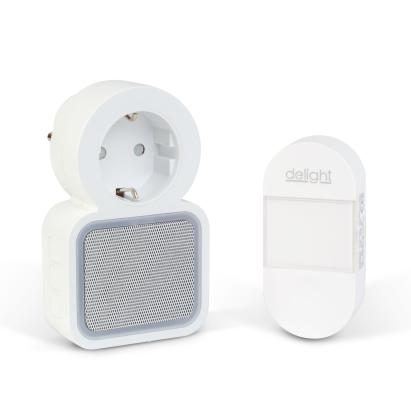 Sonerie fără fir Kinetic (fără baterii) – cu priză 220V integrată – Alb LED albastru Best CarHome