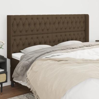 Tăblie de pat cu aripioare maro închis 183x16x118/128 cm textil GartenMobel Dekor
