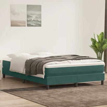 Pat box spring cu saltea, verde închis, 160x220 cm, catifea GartenMobel Dekor
