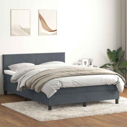 Pat box spring cu saltea, gri închis, 160x220 cm, catifea GartenMobel Dekor