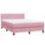 Pat cu arcuri cu saltea și LED, roz, 140x220 cm, catifea GartenMobel Dekor