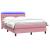 Pat cu arcuri cu saltea și LED, roz, 160x210 cm, catifea GartenMobel Dekor