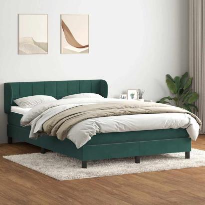 Pat box spring cu saltea, verde închis, 160x220 cm, catifea GartenMobel Dekor