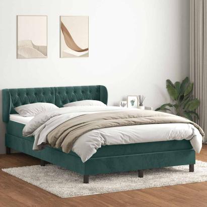 Pat box spring cu saltea, verde închis, 160x220 cm, catifea GartenMobel Dekor