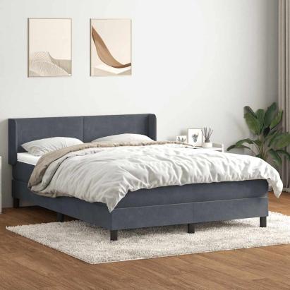 Pat box spring cu saltea, gri închis, 160x220 cm, catifea GartenMobel Dekor