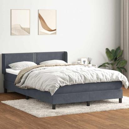 Pat box spring cu saltea, gri închis, 160x220 cm, catifea GartenMobel Dekor