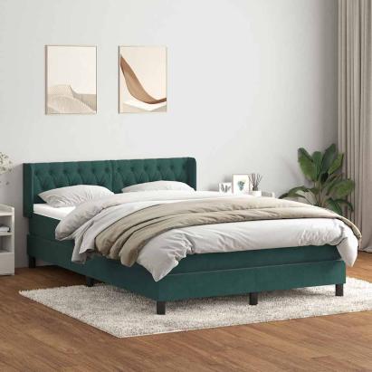 Pat box spring cu saltea, verde închis, 160x220 cm, catifea GartenMobel Dekor