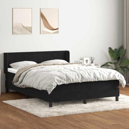 Pat box spring cu saltea, negru, 140x210 cm, catifea GartenMobel Dekor