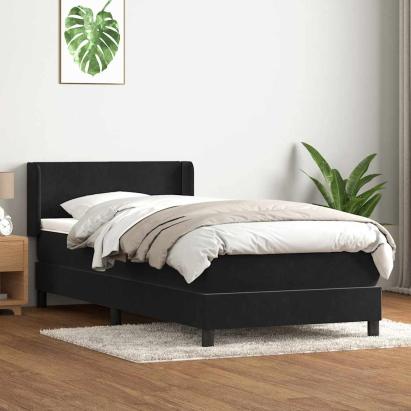Pat box spring cu saltea, negru, 80x220 cm, catifea GartenMobel Dekor