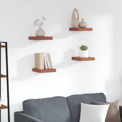 Raft de perete 4 pcs Roșu 23 x 23,5 x 4 cm Lemn compozit GartenMobel Dekor