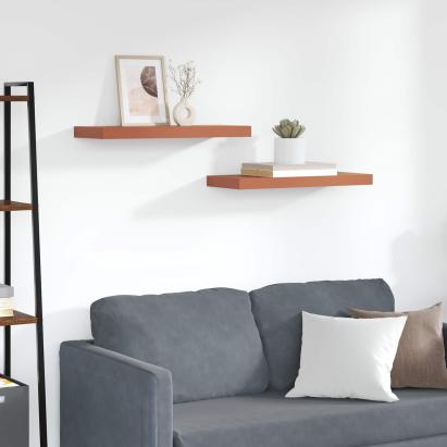 Raft de perete 2 pcs Roșu 50 x 23 x 4 cm Lemn compozit GartenMobel Dekor