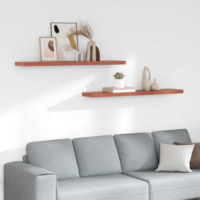 Raft de perete 2 pcs Roșu 120 x 23,5 x 4 cm Lemn compozit GartenMobel Dekor