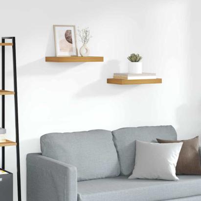 Raft de perete 2 pcs Maro 40 x 23,5 x 4 cm Lemn compozit GartenMobel Dekor