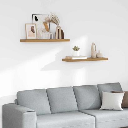 Raft de perete 2 pcs Maro 80 x 23,5 x 4 cm Lemn compozit GartenMobel Dekor