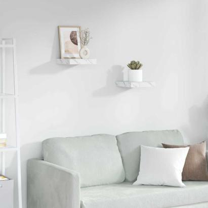 Raft de perete Pe perete 2 pcs Marmură albă 23 x 23,5 x 4 cm GartenMobel Dekor