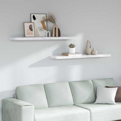 Raft de perete Pe perete 2 pcs Marmură albă 120 x 23,5 x 4 cm GartenMobel Dekor