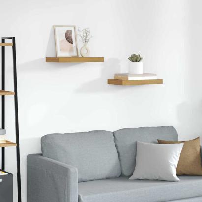 Raft de perete 2 pcs Bej 40 x 23,5 x 4 cm Lemn compozit GartenMobel Dekor