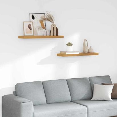 Raft de perete 2 pcs Bej 90 x 23,5 x 4 cm Lemn compozit GartenMobel Dekor