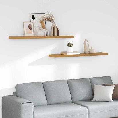 Raft de perete 2 pcs Bej 120 x 23,5 x 4 cm Lemn compozit GartenMobel Dekor